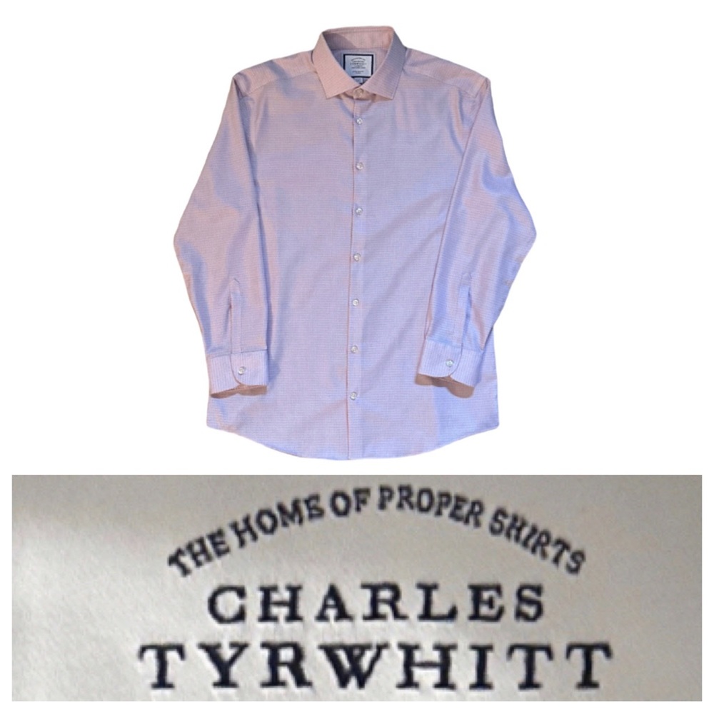 CHARLES TYRWHITT JEREMY STREET RED - LIGHT BLUE GRAPHIC BUTTON DOWN LONG SLEEVE